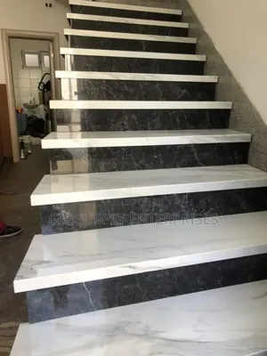 White and Black Large Polished Marble