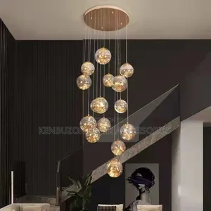 Gold Body Gold Glass 15 Glass Luxury Pendant Chandelier
