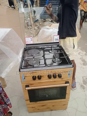 60*60cm Maxi Wooden Color 3+1(3 Gas+1 Electric )Burner Gas Cooker