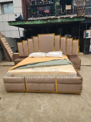 5ft Tall Upholstery Padded Bed With Cupboards