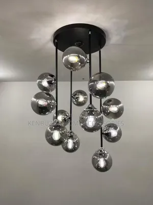12 Balls Black Glass Luxury Pendant Chandelier