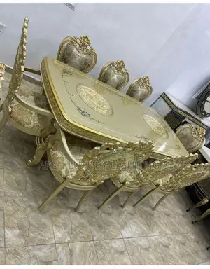 Royal Luxury Wooden Dining Table Set 8 Chairs Household Furniture