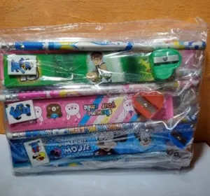 (12) Birthday Party Pack Of Cartoon Pencils, Eraser, Ruler Sharpener