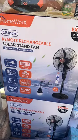 Remote Rechargeable Solar Standing Fan 18 Inches
