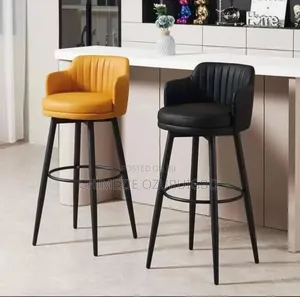 Yellow, Black, Cream, Grey Coloured Leather Padded Bar Stools