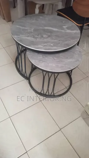 Marble Top Side Table Iron Art Small