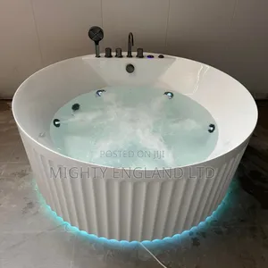 Luxury Fluted Round Jacuzzi Massage Bathtub With Hydrotherapy Jets