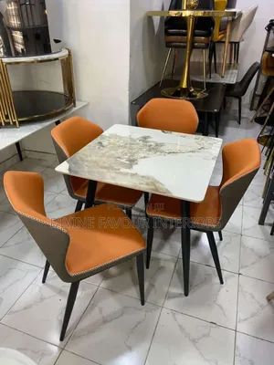 Square Marble Dinning Table + 4 Chairs