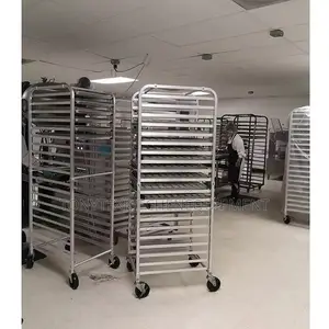 Commercial 16 Tray Bread Trolley Stainless Steel Rack With Wheels
