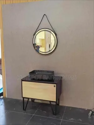 Modern Bathroom Vanity With Mirror Basin (Wood + Black)