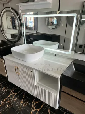 Modern Wall-Hung Bathroom Vanity Cabinet With Led Mirror Basin
