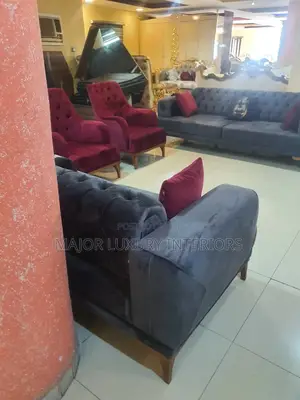 Luxury 7-Seater Fabric Button Sofa Set