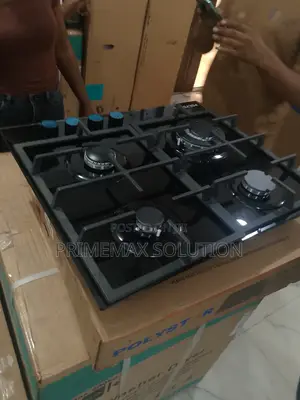 Polystar 4 Burner Built-in Gas Hob Pv-Gt60g4 Black Glass