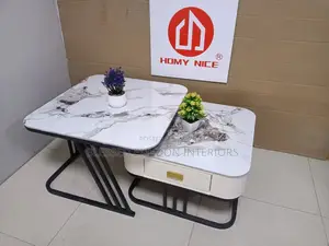 Dual Coffee Marble Center Table - Black Top