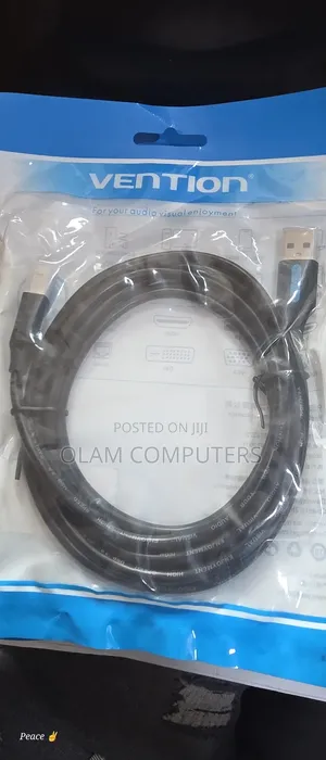 Vention Usb 2.0 a to B Male Cable 2m Black PVC Type Coqbh.