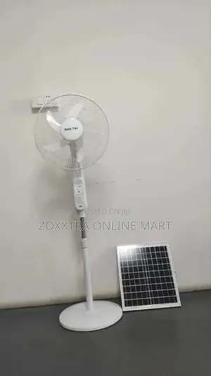 16in Solar Rechargeable Fan, With Bulb Panel