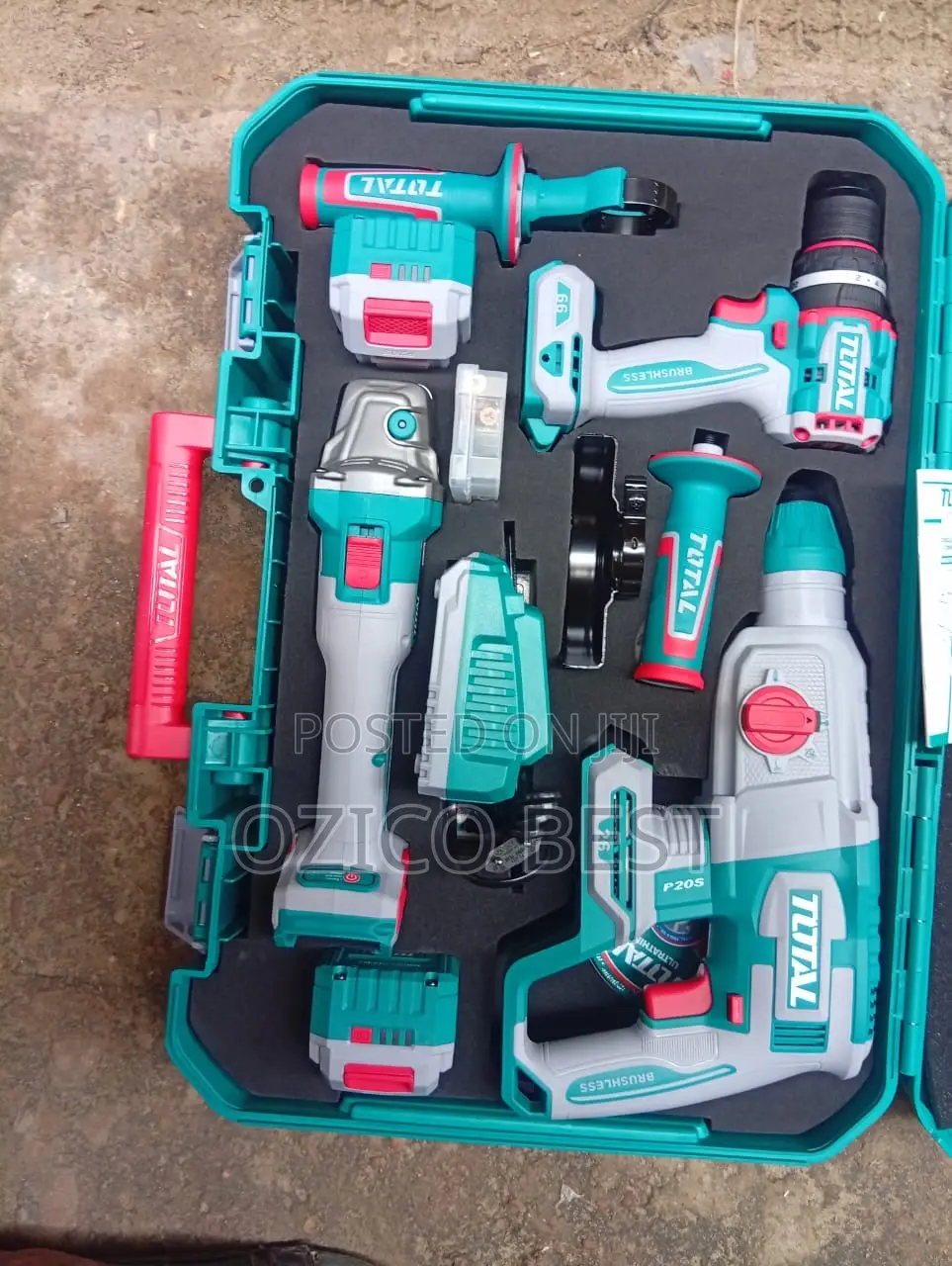Total 3-Piece Cordless Power Tool Kit.
