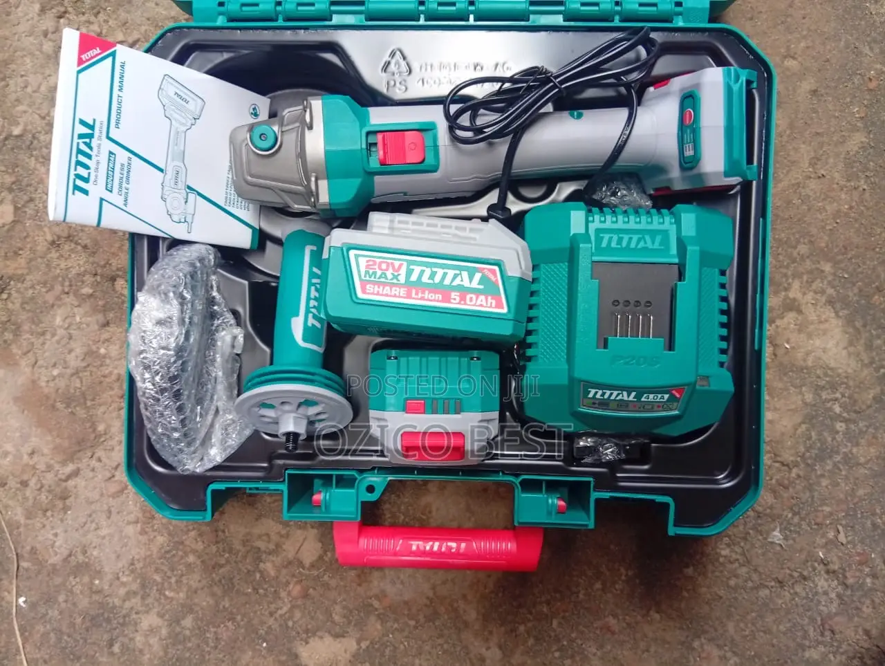 Total 20v Cordless Brushless Angle Grinder Kit.