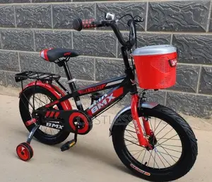 Kids Bicycle Featuring Training Wheels and a Front Storage Basket.