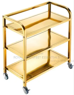 Quality Stainless Steel Gold 3 Layer Food Trolley