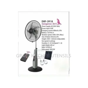 Duravolt 18 Inches Rechargeable Solar Standing Fan+ Solar Panel