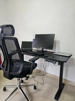 Electric Height Adjustable Standing Desk/Mesh Ergonomic Office Chair
