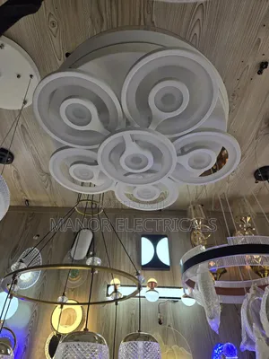 Fan Chandelier With Remote – 3 Color Led, White Body