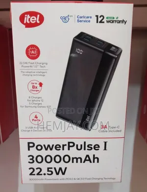 Itel Power-Pulse 30000mah Power Bank. "Charge iPhone Up to 8x"