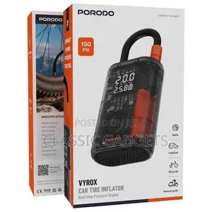 Porodo Vyrox Car Tire Inflator With Real-Time Pressure Display