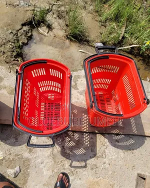Red Plastic Shopping Trolley