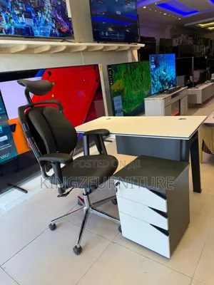 Swivel Chair, a Minimalist Desk, and a Mobile Filing Cabinet.