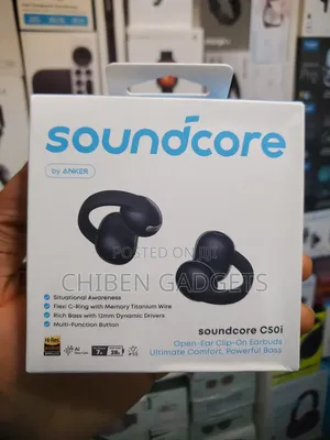 Soundcore C50i Open Earbuds, Clip on Headphones Over Standard, Black