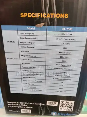 Bluegate Ups 2.5kva