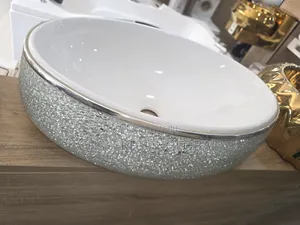 Diamond Design and Golden Color Vanity Basin