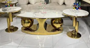 Marble Center Table and Two Side Stools