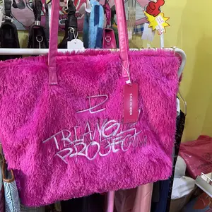 Pink Tote Bag Furry Bags Lady Handbag