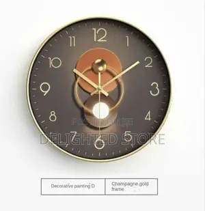 12 Inches Light and Shadow Art Original American Wall Clock- Gold