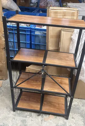 Reinforced Iron Frame Wood Top Shelf - Foldable Wooden Top Shelve
