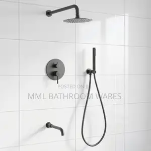 Black Round Conduit Shower Set