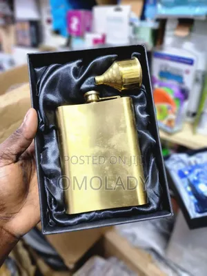 Golden Liquor Flask Hip Flask and Funnel