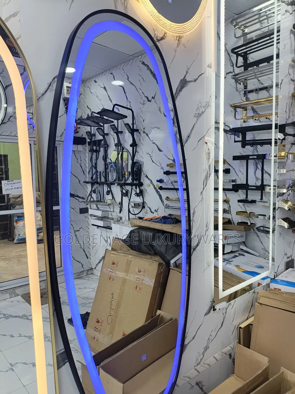 80x150cm Egg Shape Mirror With Black Frame