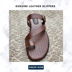 Genuine Embossed Croc Leather Slippers