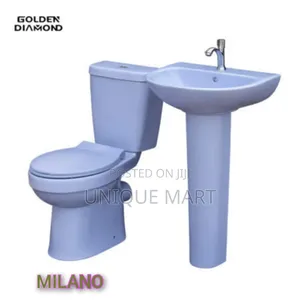 Blue Color Complete Set of Wc, Include:Seat, Tank, Basin and Pedestal