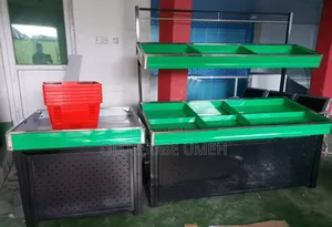 Green and Black Commercial Fruit Rack for Supermarkets