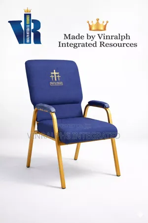 Blue Imperial Pastors Chair With Armrest and Logo