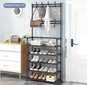 4 Layers Coat Rack With Shoe Storage Shelf