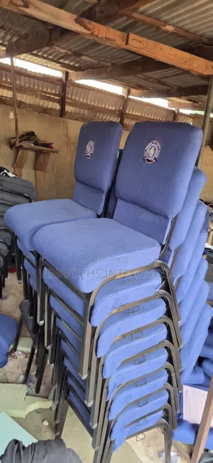Plain Blue Medium Size Church Chair With Logo