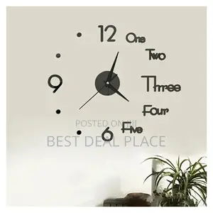 3d Stick on Wall Clock Diy Modern Design Size: 45cmx41cm