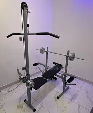 Weight Bench With Lat Pull and 50kg Barbell
