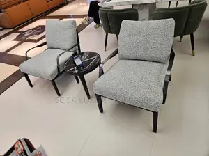 Luxury Modern Armchair With Speckled Fabric and Black Wooden Frame